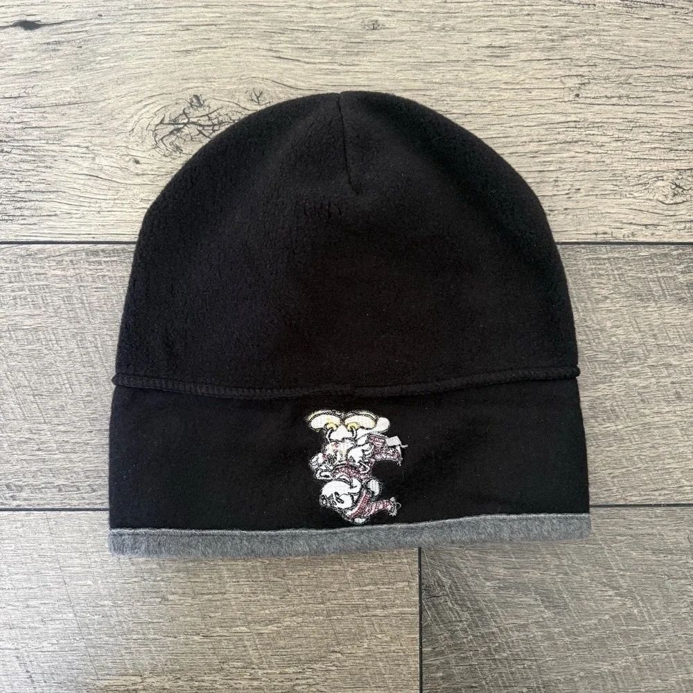 Vintage Disneyland‎ Resort Mickey Mouse Beanie Cap Black Polar Fleece Adult OSFM